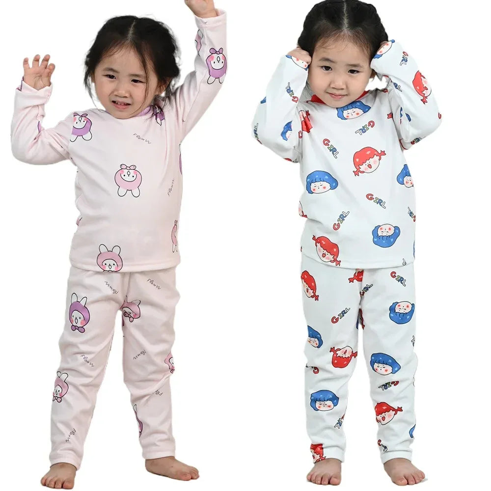 Cotton Kids Pajama Set Cartoon Sleepwear Velvet Comfort - ToylandEU