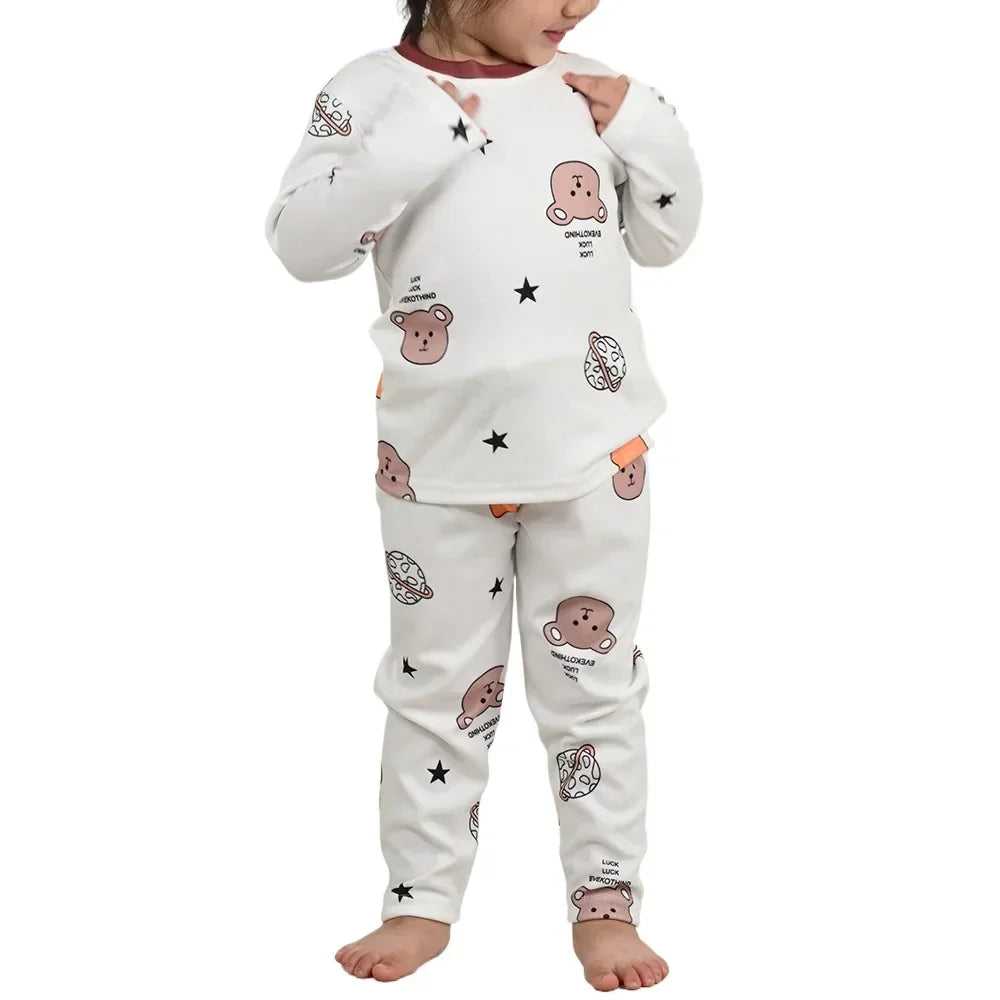 Cotton Kids Pajama Set Cartoon Sleepwear Velvet Comfort - ToylandEU