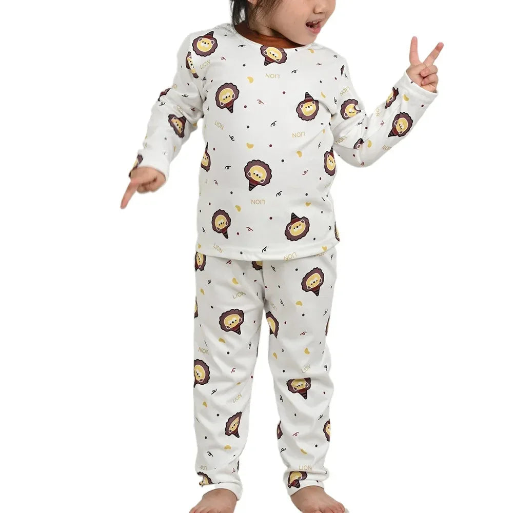 Cotton Kids Pajama Set Cartoon Sleepwear Velvet Comfort - ToylandEU