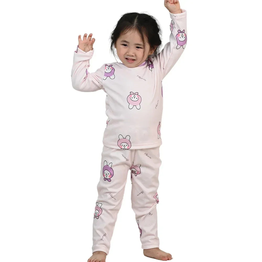 Cotton Kids Pajama Set Cartoon Sleepwear Velvet Comfort - ToylandEU