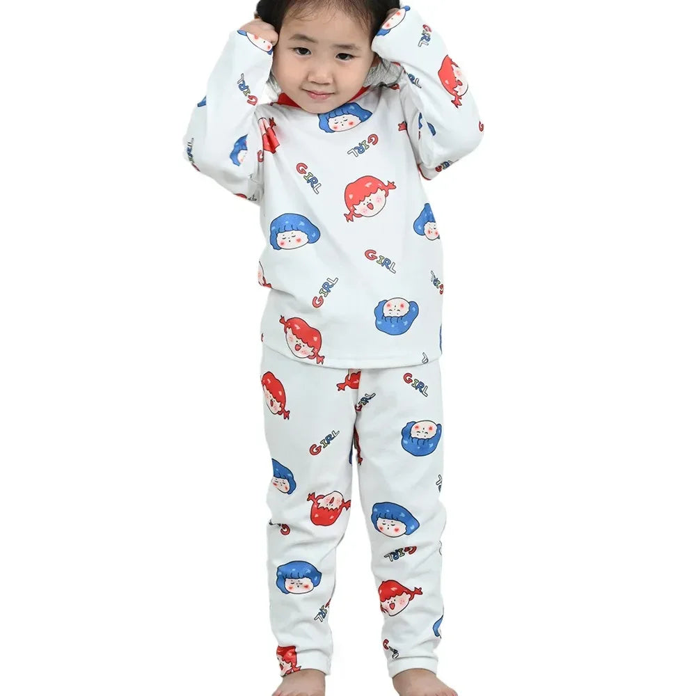 Cotton Kids Pajama Set Cartoon Sleepwear Velvet Comfort - ToylandEU