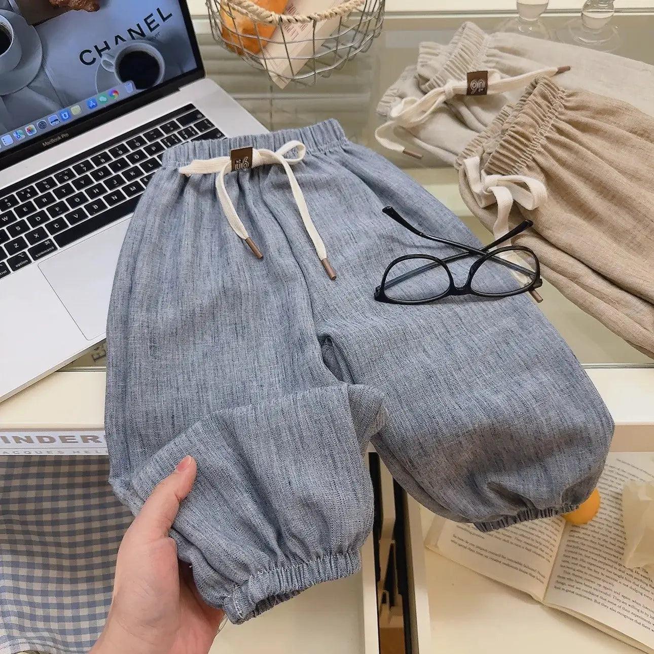  Cotton Linen Kids Pants Anti Mosquito Elastic Waist -  ToylandEU™
