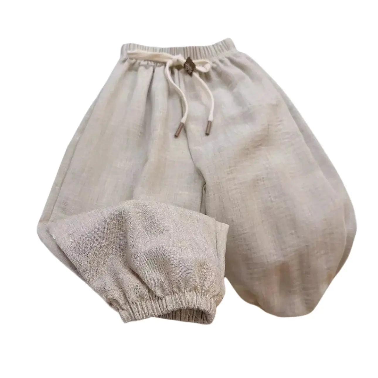 Cotton Linen Kids Pants Anti Mosquito Elastic Waist -  ToylandEU™