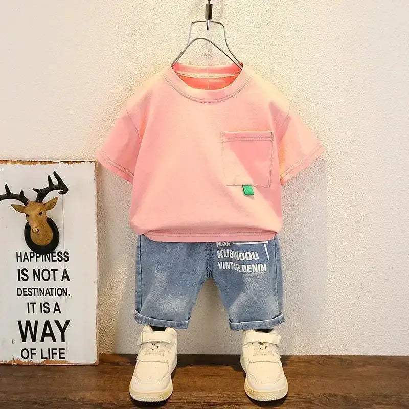  Cotton Poly Kids 2pc Set 1-3Y Short Sleeve Top Pants -  ToylandEU™