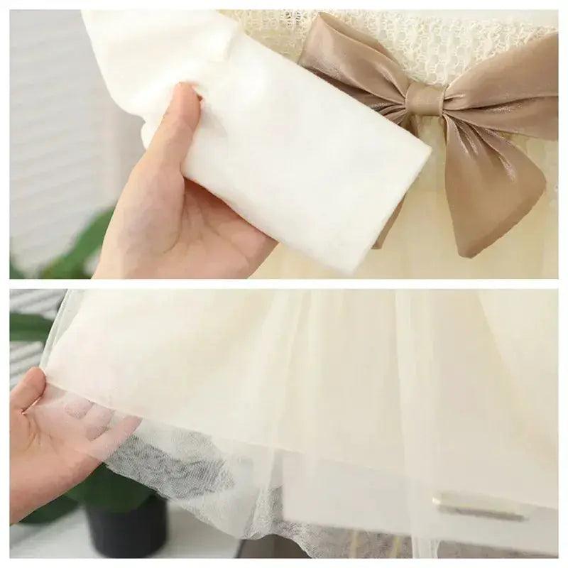  Cotton Toddler Girl Dress Lace Bow Soft Knit For Spring -  ToylandEU™