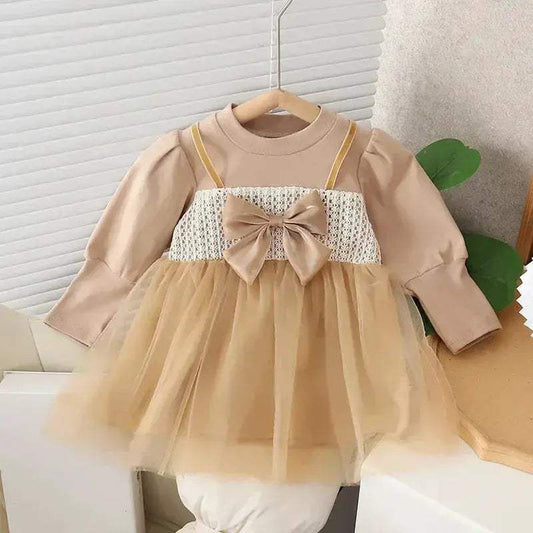  Cotton Toddler Girl Dress Lace Bow Soft Knit For Spring -  ToylandEU™