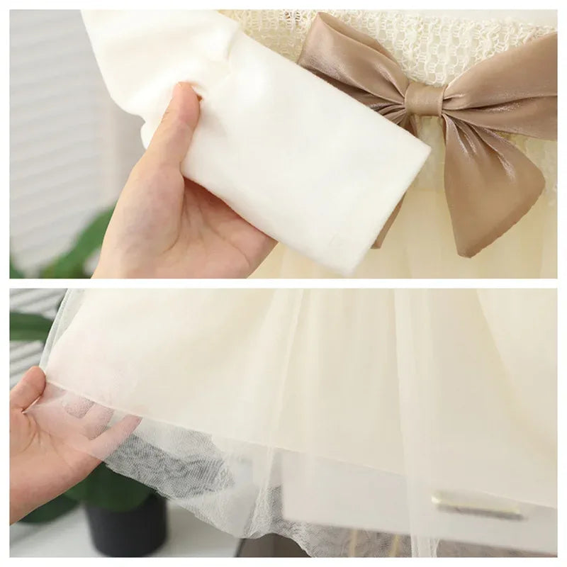 Cotton Toddler Girl Dress With Lace Bow For Spring - ToylandEU