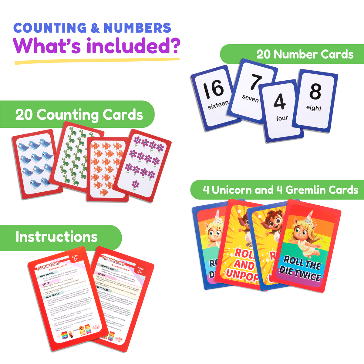 Counting Flash Cards | 50 Tear-Resistant Cards | Toylandeu™
