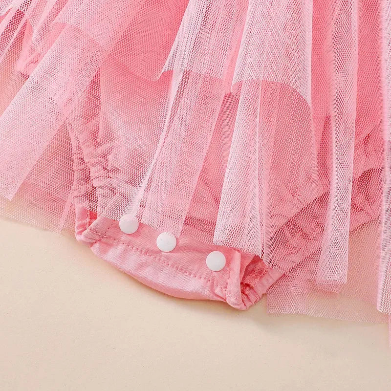 Cow Print Summer Baby Girls Romper With Tulle Patchwork Headband - ToylandEU