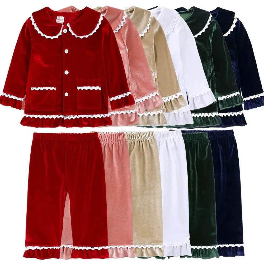  Cozy 7-13 Kids Pajama Set Velvet Xmas Print Toyland EU -  ToylandEU™