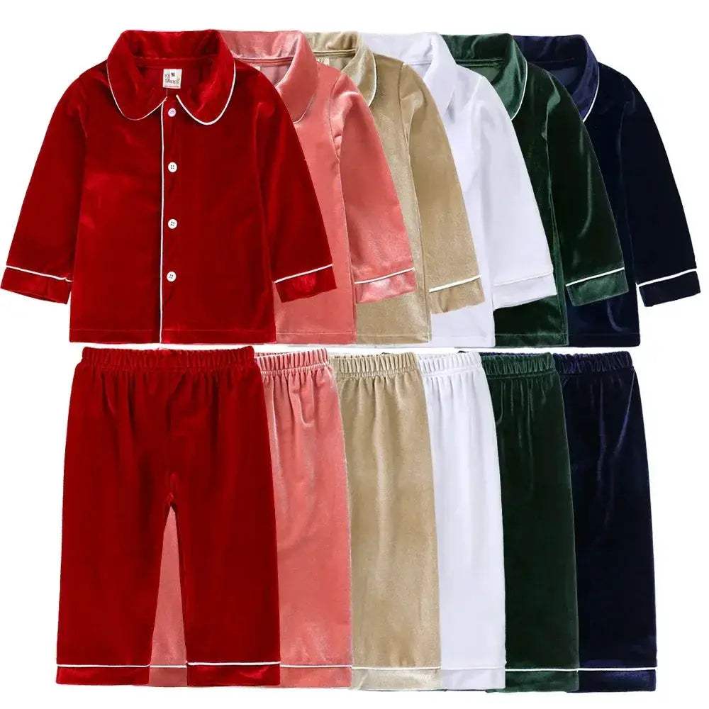  Cozy 7-13 Kids Pajama Set Velvet Xmas Print Toyland EU -  ToylandEU™