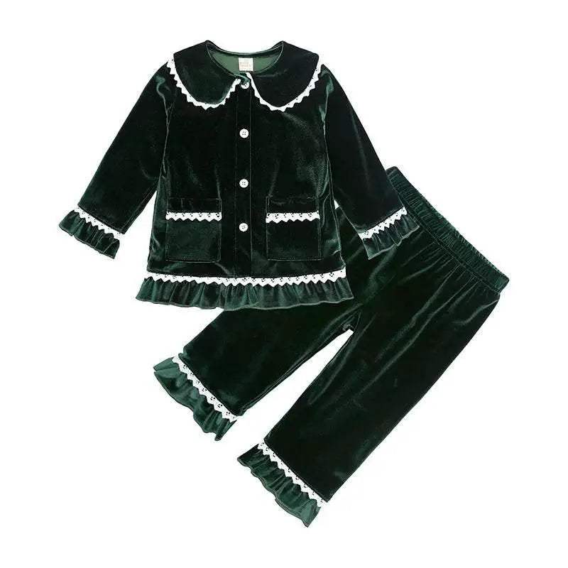  Cozy 7-13 Kids Pajama Set Velvet Xmas Print Toyland EU -  ToylandEU™