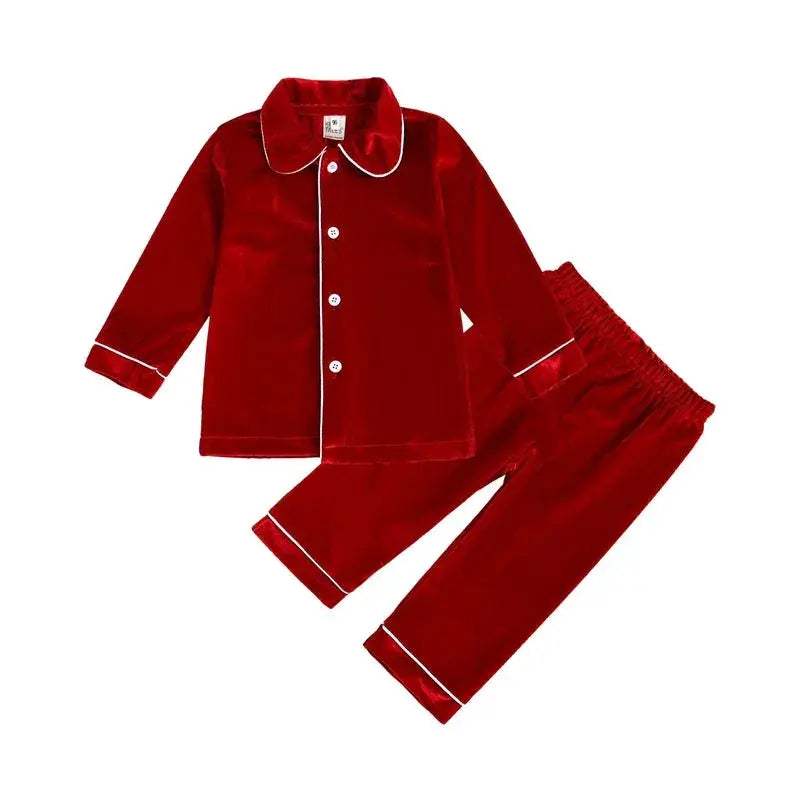  Cozy 7-13 Kids Pajama Set Velvet Xmas Print Toyland EU -  ToylandEU™