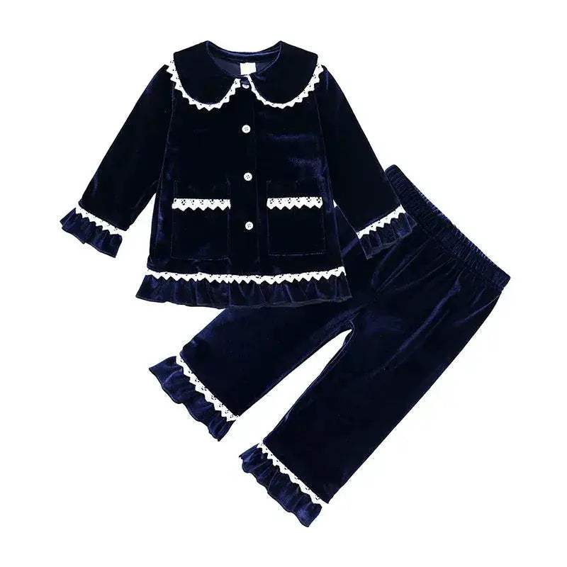  Cozy 7-13 Kids Pajama Set Velvet Xmas Print Toyland EU -  ToylandEU™
