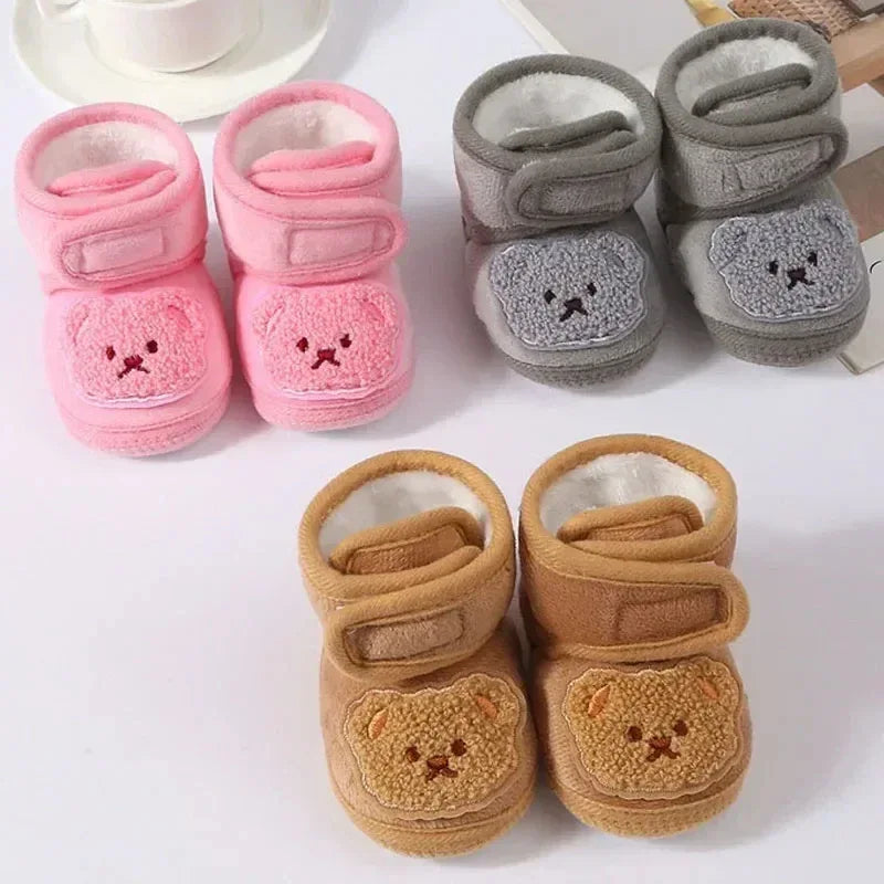 Cozy Baby Boots Cartoon Bear Plush Lined Infants 0 To 18 Months - ToylandEU