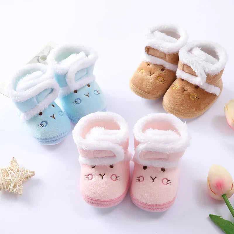 Cozy Baby Boots Cartoon Bear Plush Lined Infants 0 To 18 Months - ToylandEU