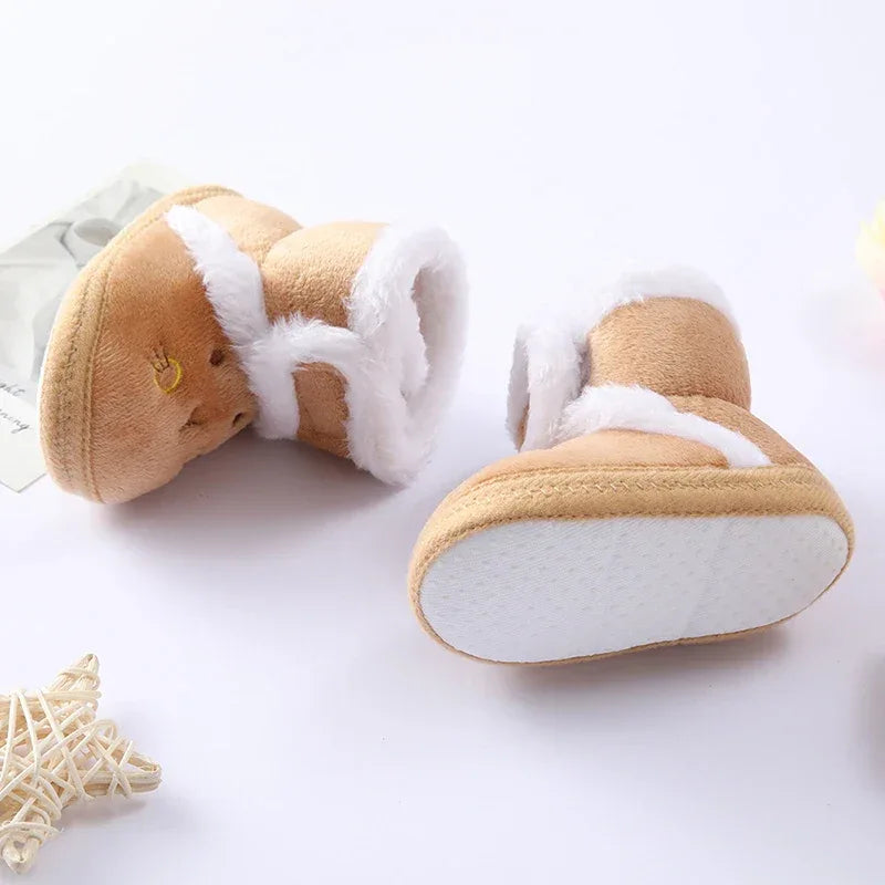 Cozy Baby Boots Cartoon Bear Plush Lined Infants 0 To 18 Months - ToylandEU