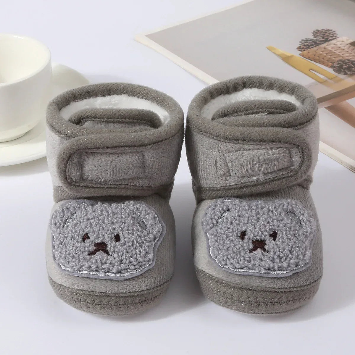 Cozy Baby Boots Cartoon Bear Plush Lined Infants 0 To 18 Months - ToylandEU