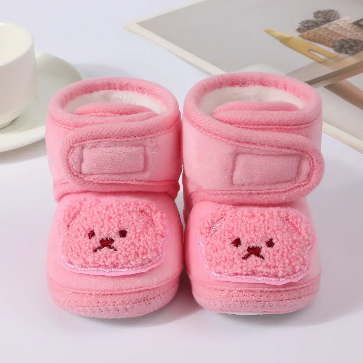 Cozy Baby Boots Cartoon Bear Plush Lined Infants 0 To 18 Months - ToylandEU