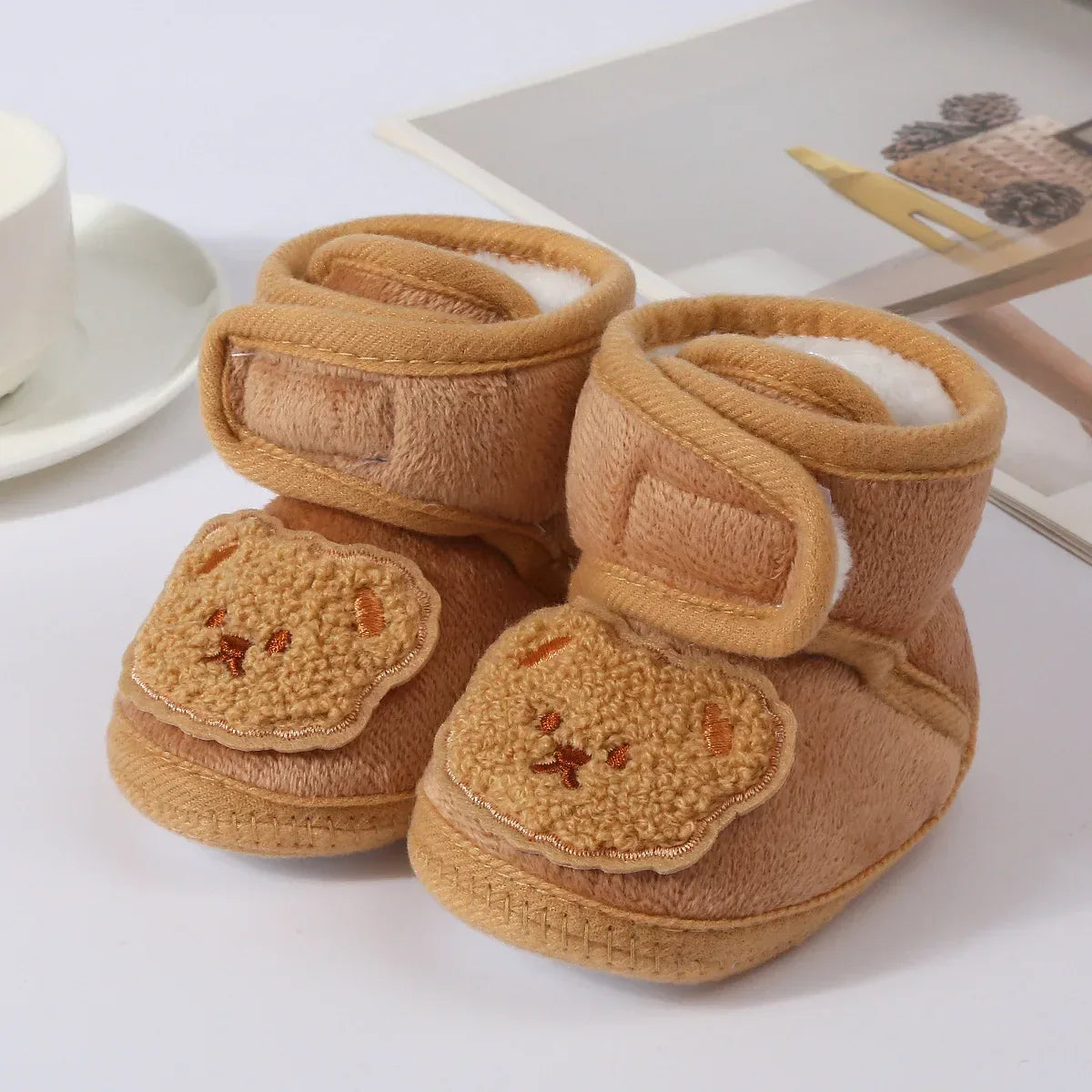 Cozy Baby Boots Cartoon Bear Plush Lined Infants 0 To 18 Months - ToylandEU