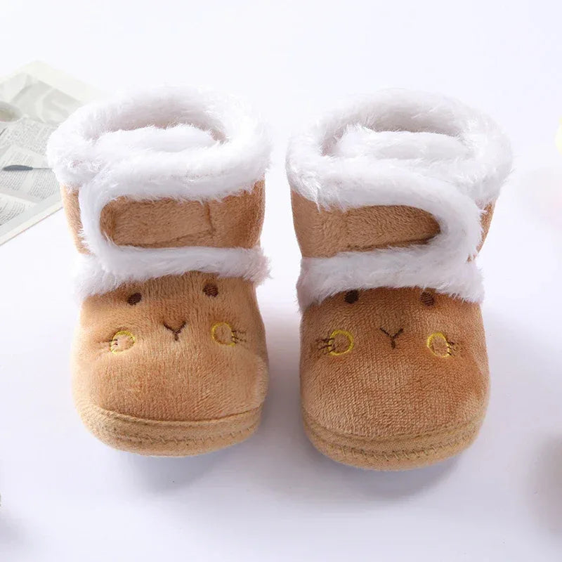 Cozy Baby Boots Cartoon Bear Plush Lined Infants 0 To 18 Months - ToylandEU