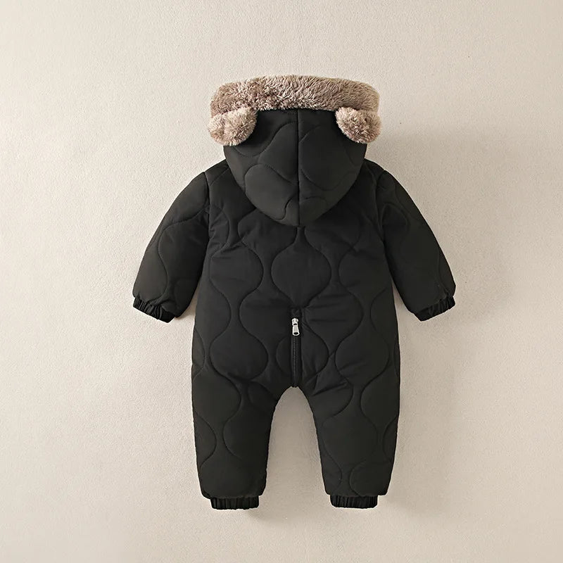 Cozy Baby Boy Jumpsuit Fleece Velvet Hooded For Winter 0 To 2 Years - ToylandEU