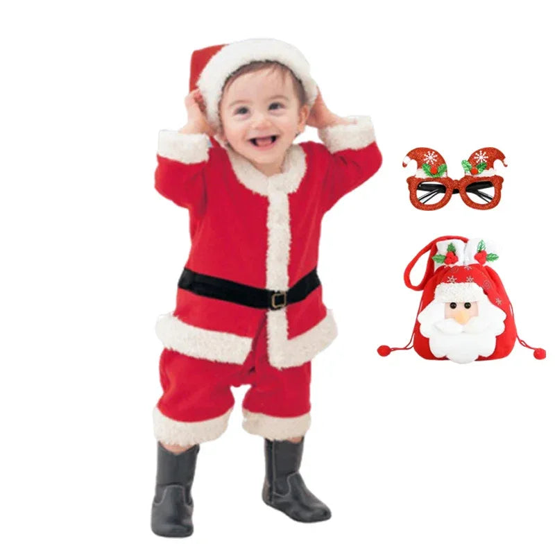 Cozy Baby Costume Romper Hooded Santa Claus Unisex For Christmas Festivities - ToylandEU
