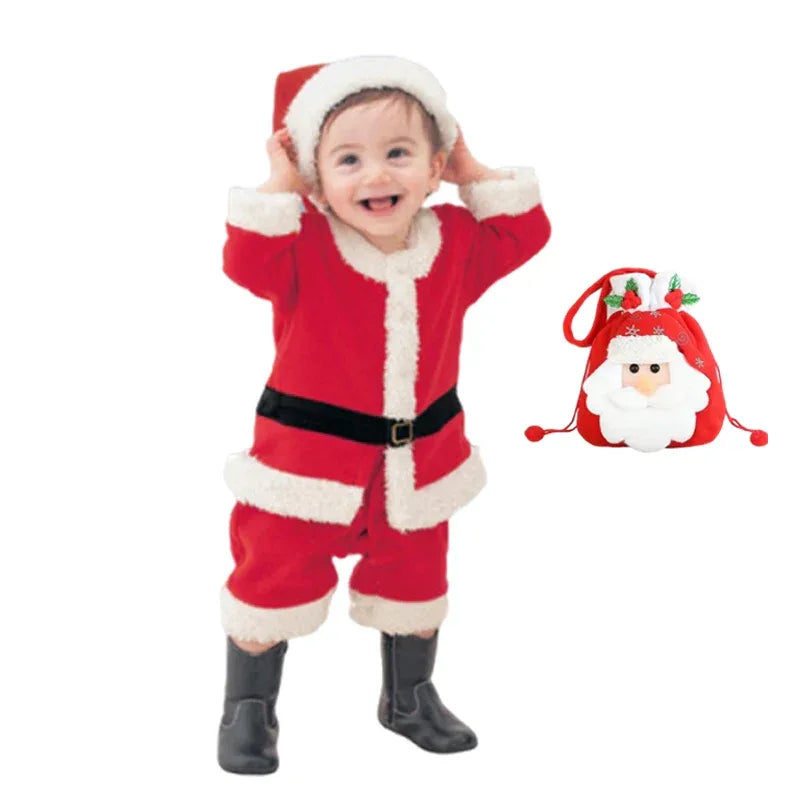 Cozy Baby Costume Romper Hooded Santa Claus Unisex For Christmas Festivities - ToylandEU