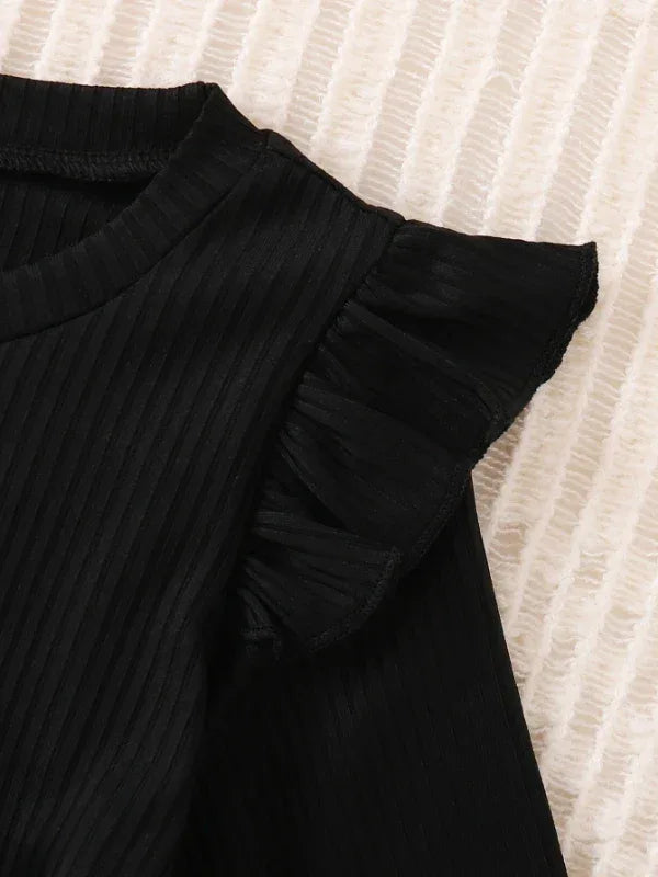 Cozy Baby Girls Dress With Bow And Leather Patchwork - ToylandEU