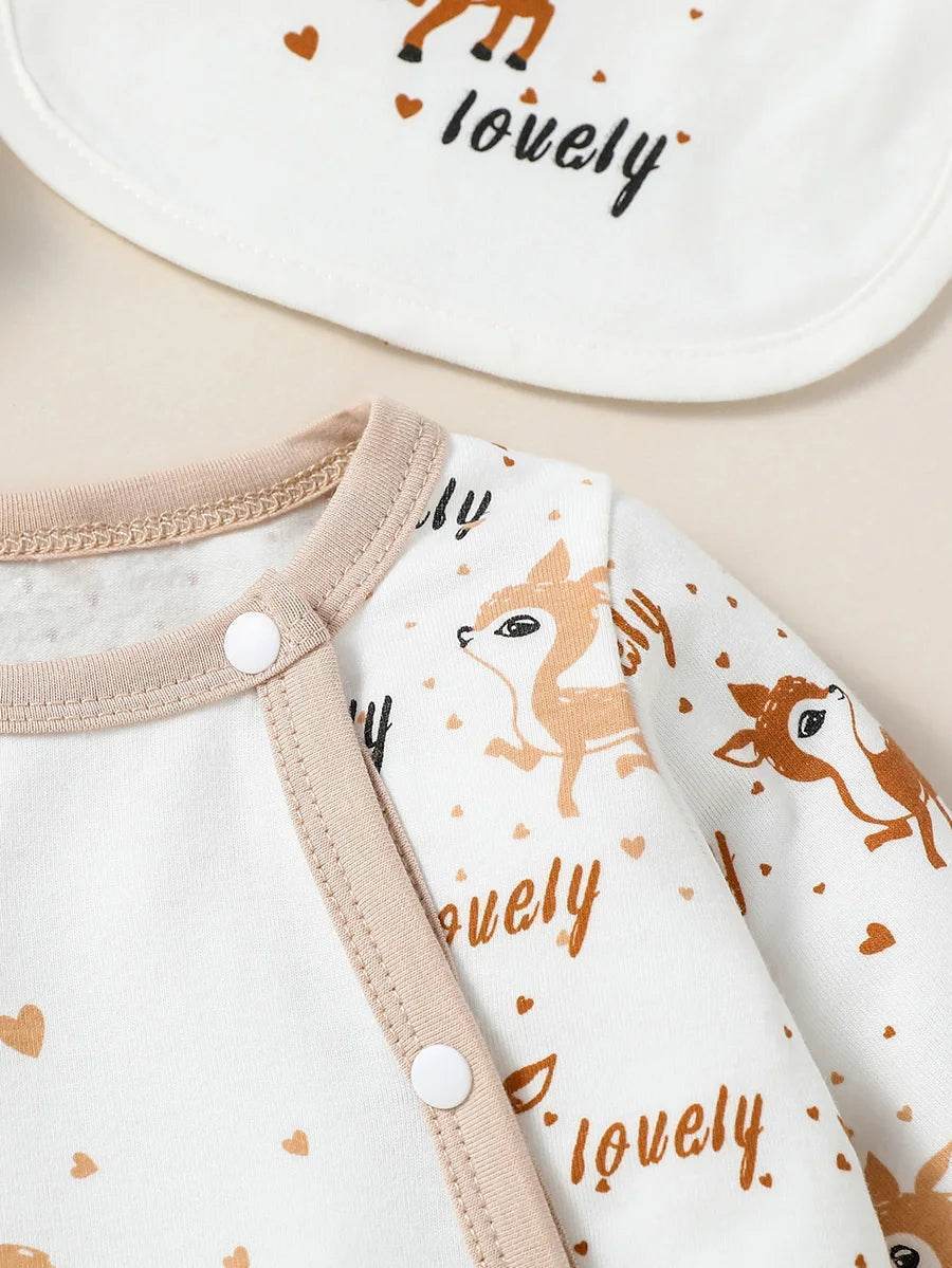 Cozy Baby Romper Set Animal Print With Button Closure For Infants 0 To 12 Months - ToylandEU