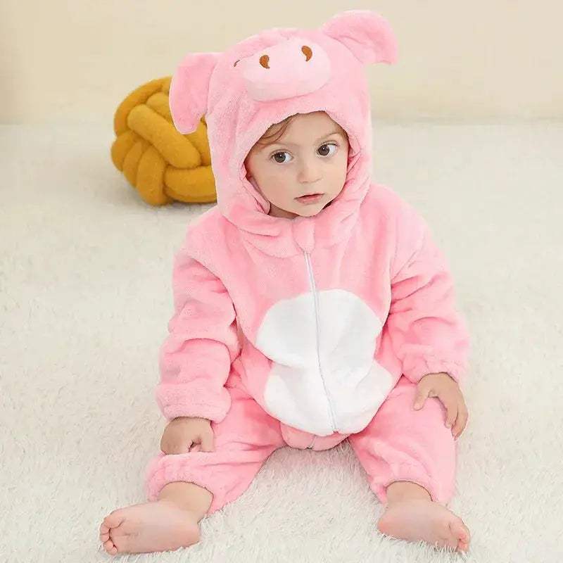 Cozy Baby Rompers Hooded Winter Flannel Zippered Design Unisex For 1 To 3 Years Old - ToylandEU