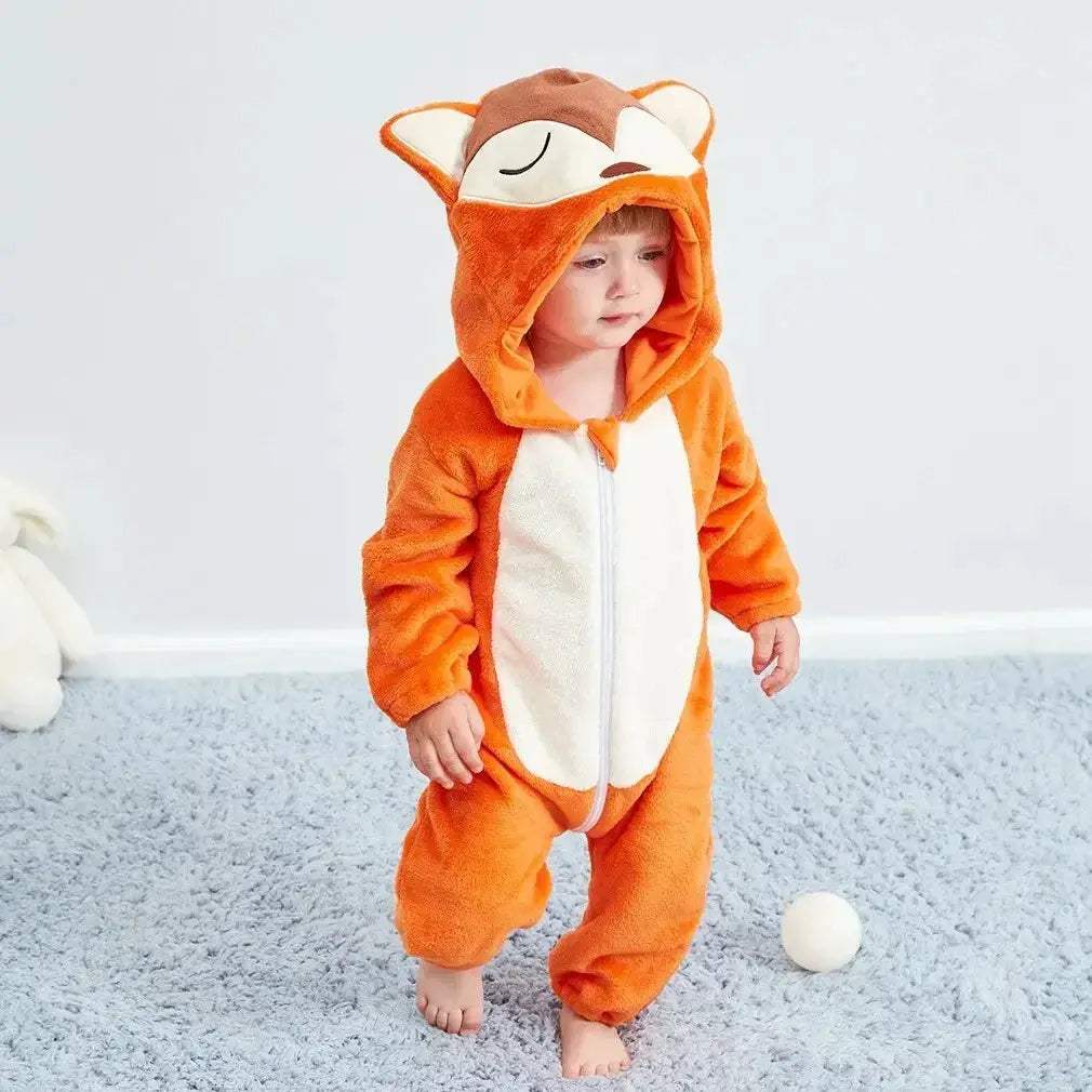 Cozy Baby Rompers Hooded Winter Flannel Zippered Design Unisex For 1 To 3 Years Old - ToylandEU