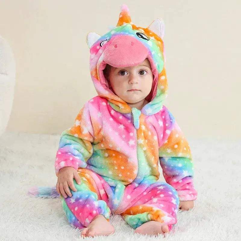 Cozy Baby Rompers Hooded Winter Flannel Zippered Design Unisex For 1 To 3 Years Old - ToylandEU