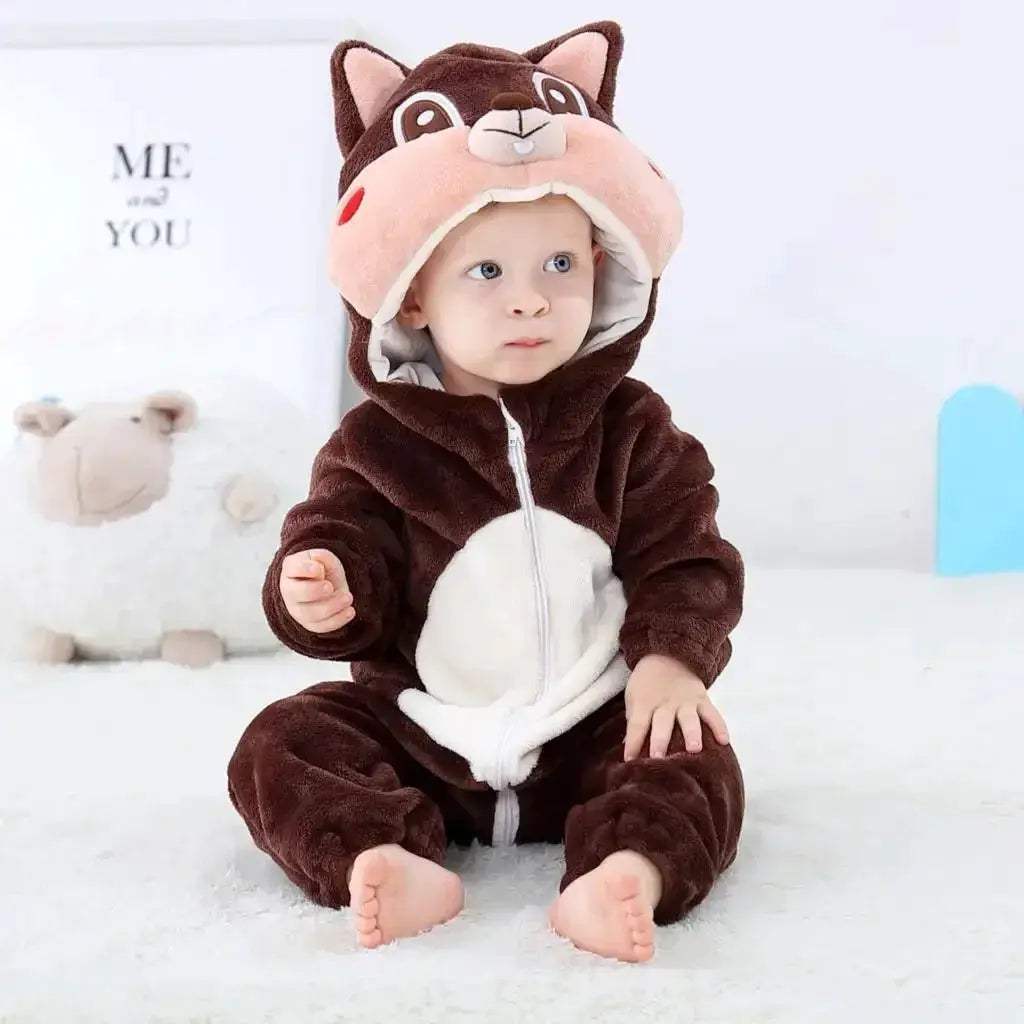 Cozy Baby Rompers Hooded Winter Flannel Zippered Design Unisex For 1 To 3 Years Old - ToylandEU
