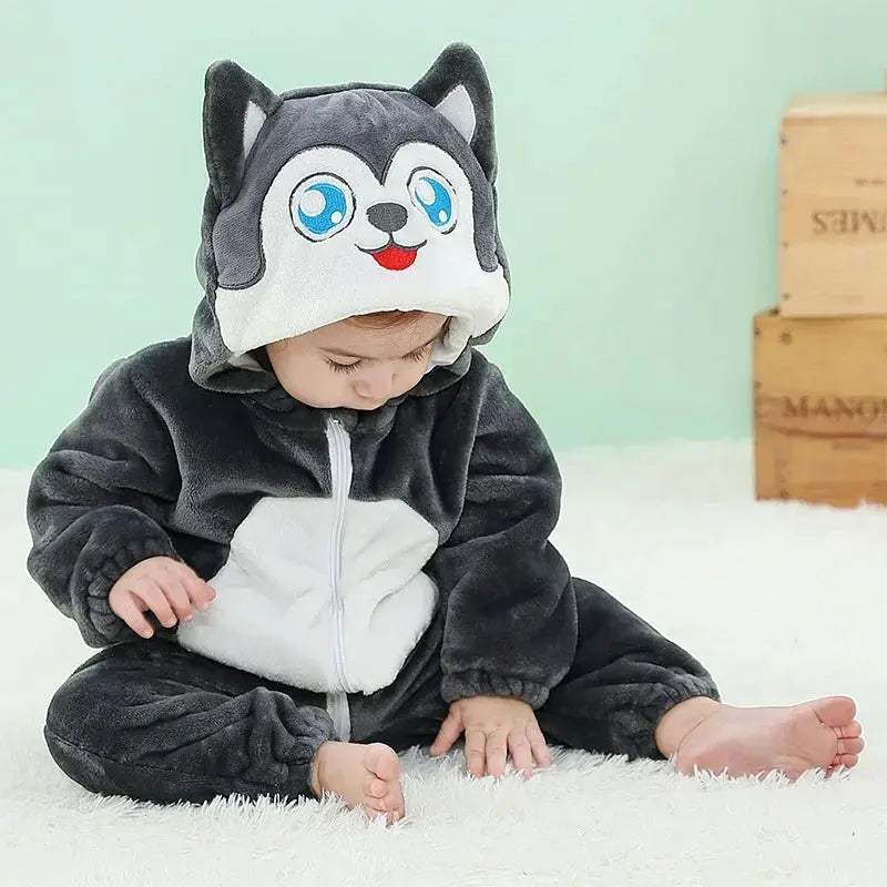 Cozy Baby Rompers Hooded Winter Flannel Zippered Design Unisex For 1 To 3 Years Old - ToylandEU