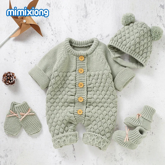Cozy Baby Rompers Unisex Two Piece Set With Long Sleeve For Newborns - ToylandEU