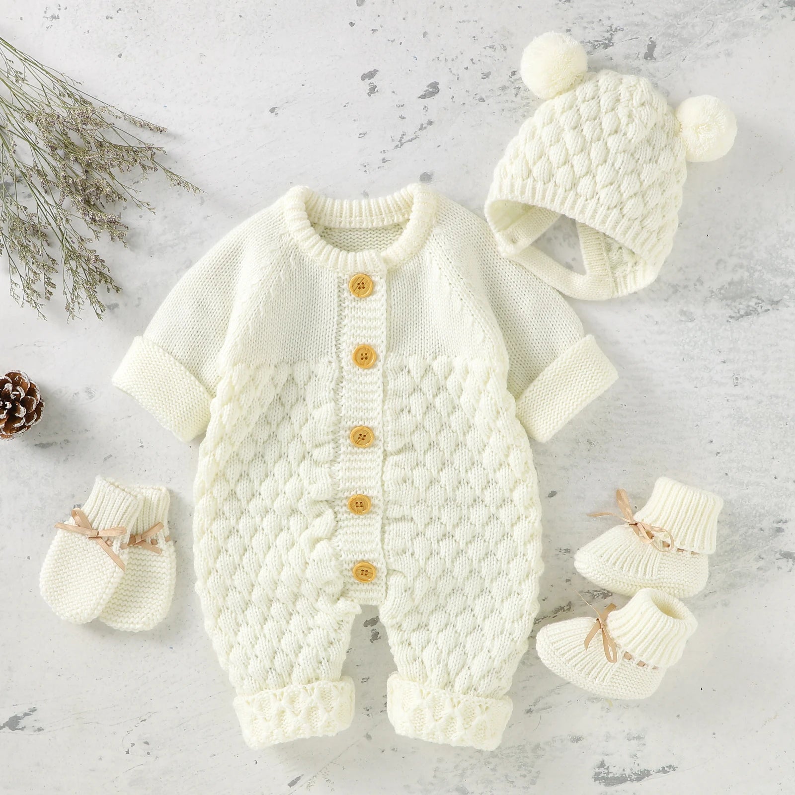 Cozy Baby Rompers Unisex Two Piece Set With Long Sleeve For Newborns - ToylandEU