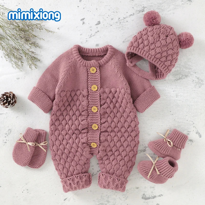 Cozy Baby Rompers Unisex Two Piece Set With Long Sleeve For Newborns - ToylandEU