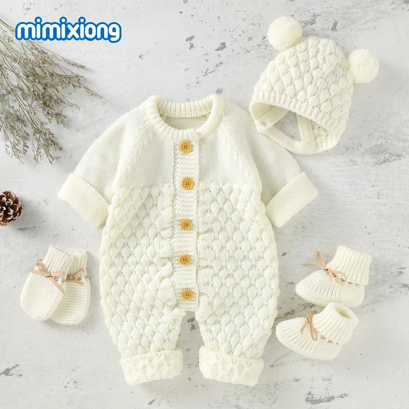 Cozy Baby Rompers Unisex Two Piece Set With Long Sleeve For Newborns - ToylandEU