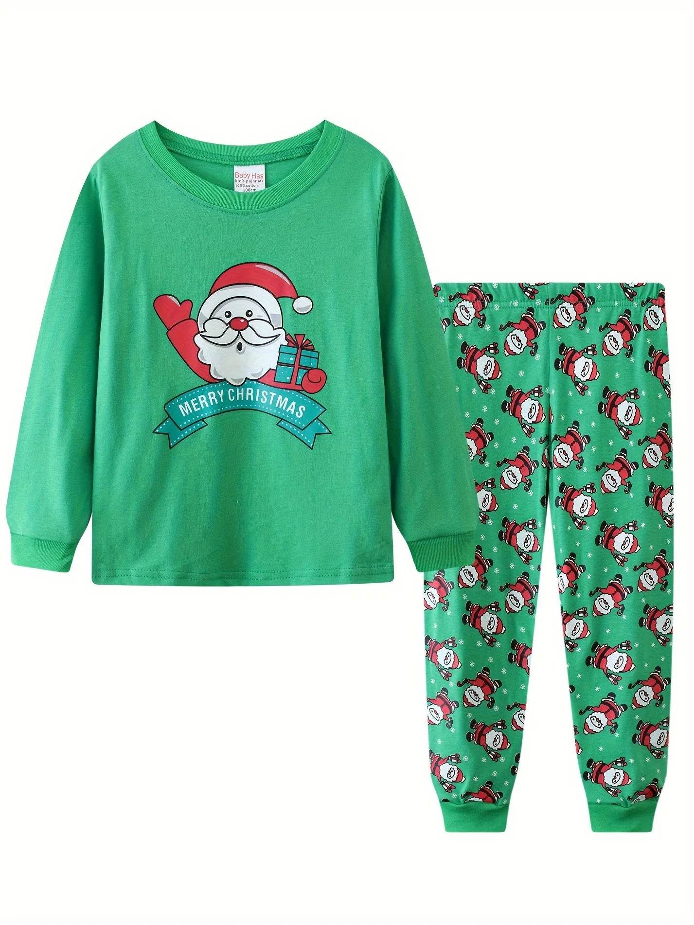 Cozy Cartoon Christmas Pajamas Set For Kids Boys 2 Piece Long Sleeve Round Neck Autumn Winter Sleepwear - ToylandEU
