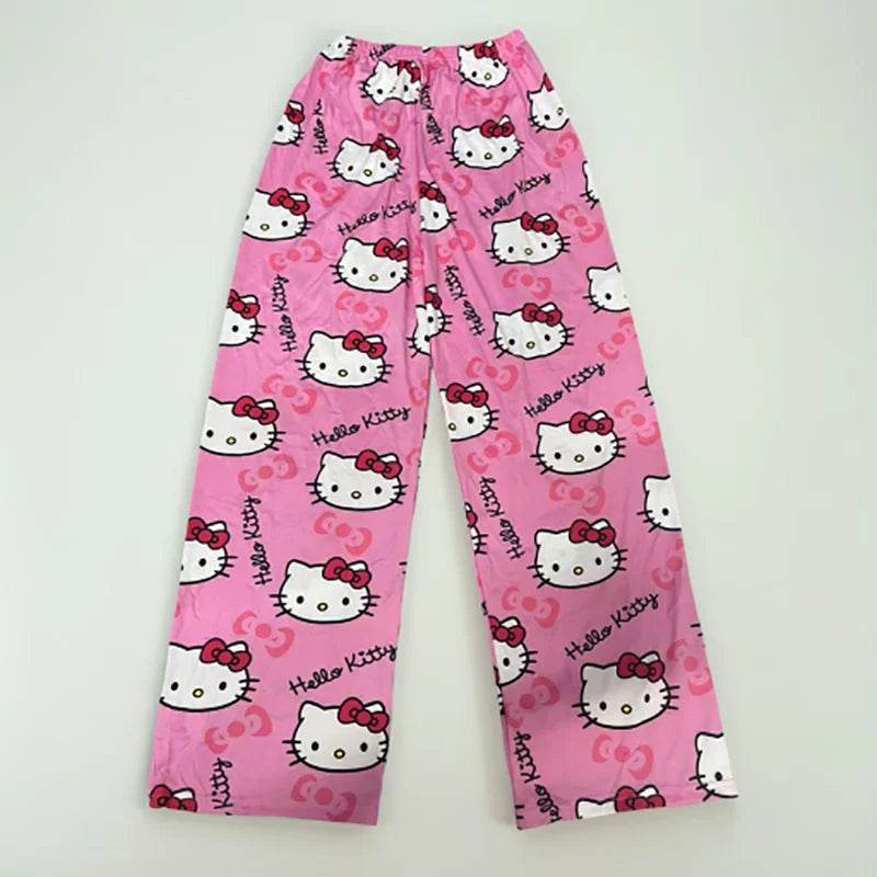 Cozy Flannel Pajama Pants Hello Kitty SpiderMan Cartoon Print Unisex Lounge Wear - ToylandEU