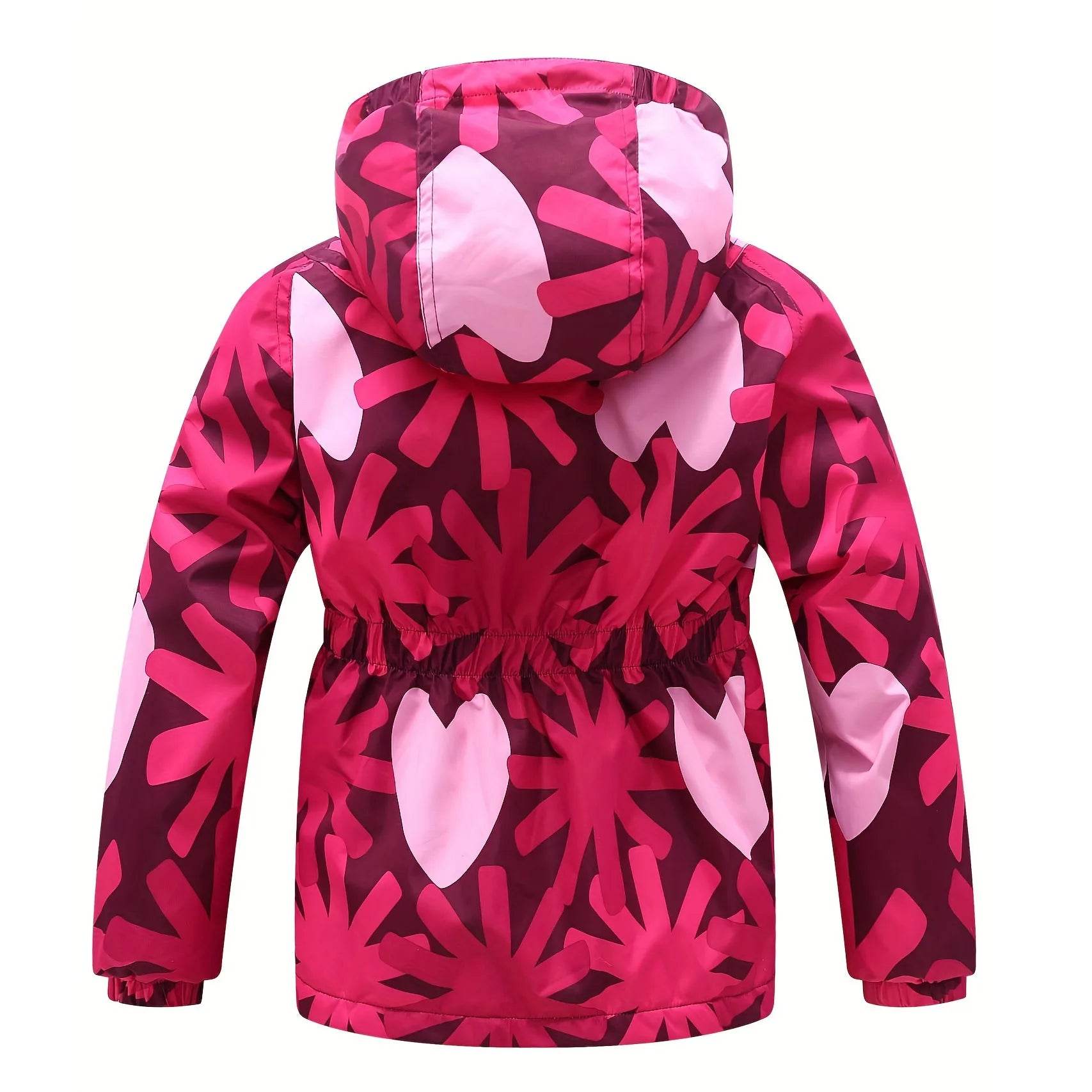 Cozy Fleece Jacket Zip Up Heart Print Girls Outdoor - ToylandEU
