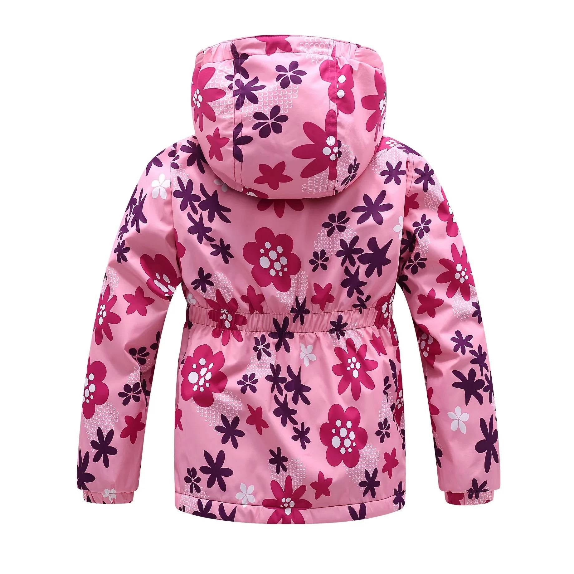 Cozy Fleece Jacket Zip Up Heart Print Girls Outdoor - ToylandEU