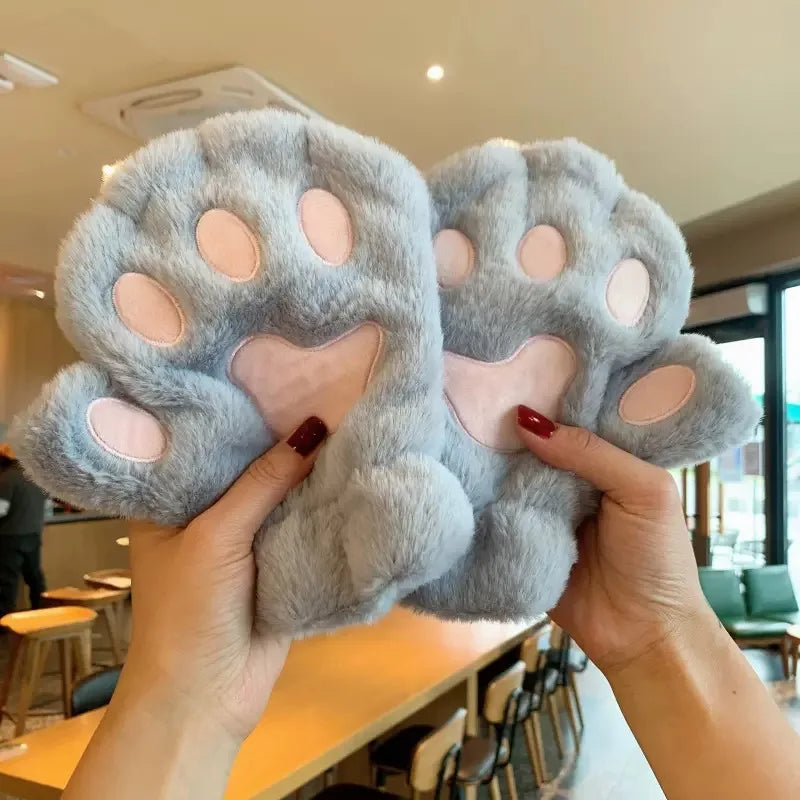 Cozy Gloves Plush Cat Paw Claw Design For Women Winter Wear - ToylandEU