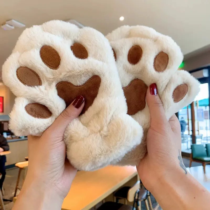 Cozy Gloves Plush Cat Paw Claw Design For Women Winter Wear - ToylandEU