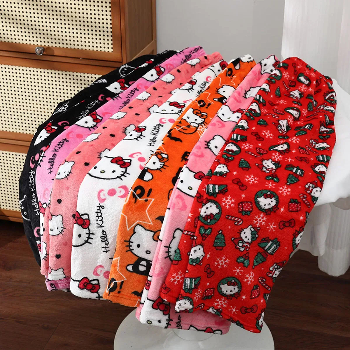 Cozy Hello Kitty Cartoon Pajama Pants For Kids Unisex Winter Sleepwear - ToylandEU