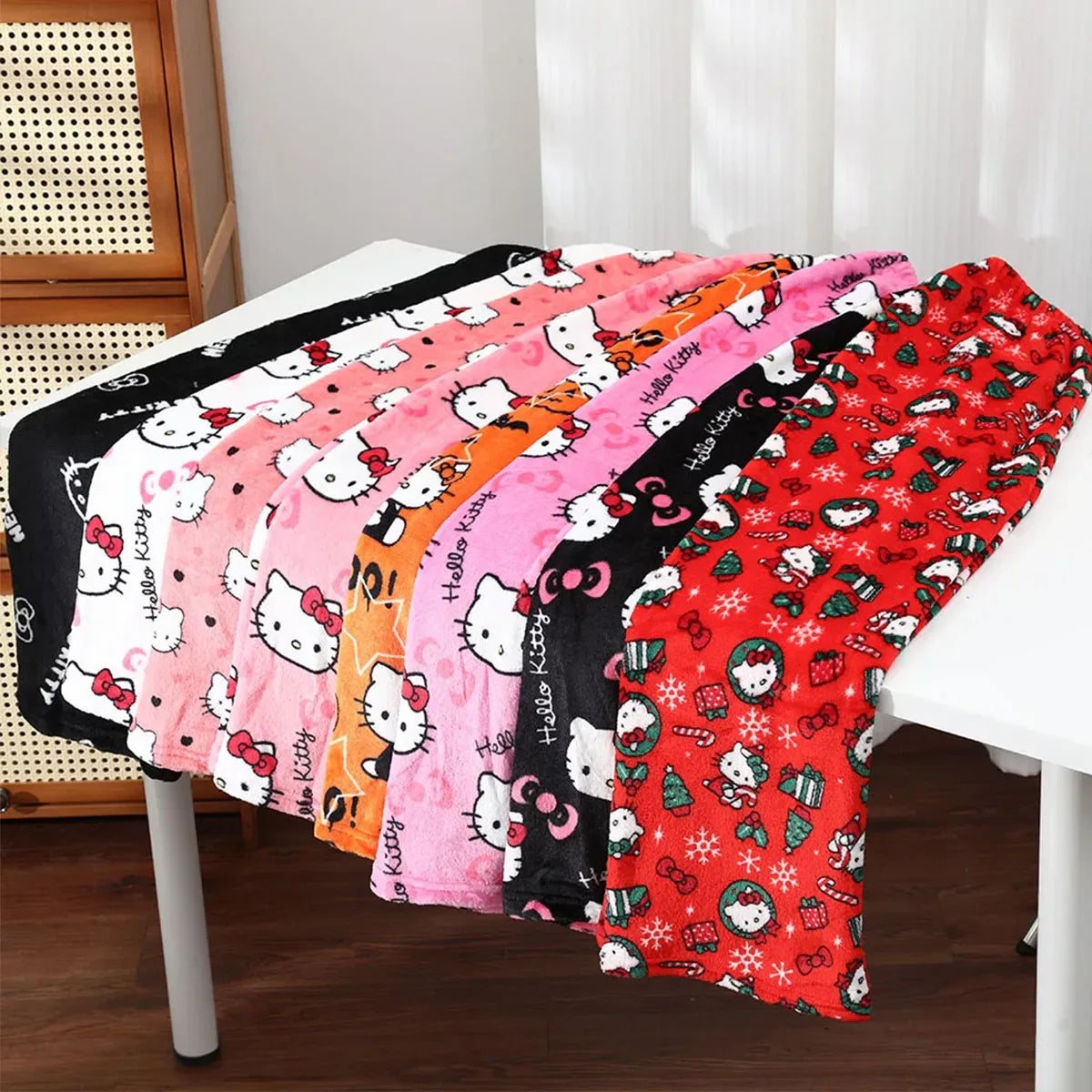 Cozy Hello Kitty Cartoon Pajama Pants For Kids Unisex Winter Sleepwear - ToylandEU
