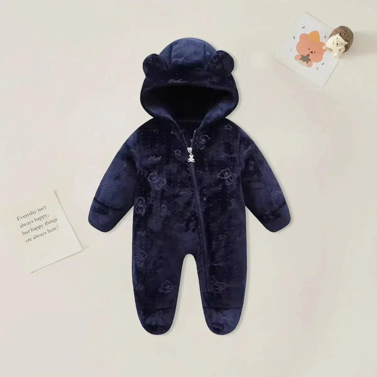  Cozy Hooded Baby Romper Cartoon Print Unisex -  ToylandEU™