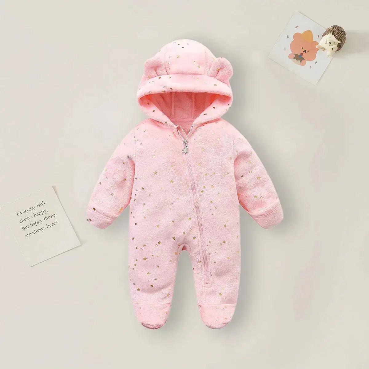  Cozy Hooded Baby Romper Cartoon Print Unisex -  ToylandEU™