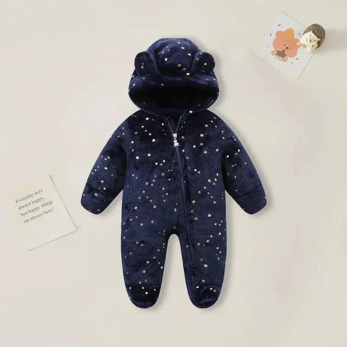  Cozy Hooded Baby Romper Cartoon Print Unisex -  ToylandEU™